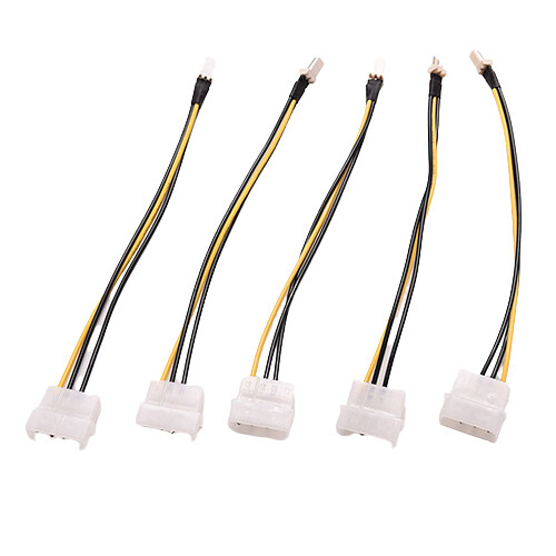 5 Pcs 4-Pin Molex/IDE to 3-Pin CPU Case Fan Power Connector Cable Adapter 20cm. 