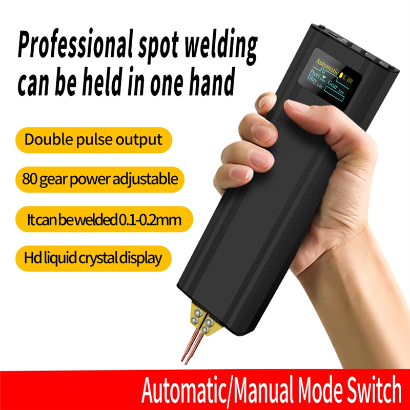 Black Spot Welding Machine 80 Gears Adjustable Spot Welder Digital Display Automatic Trigger for 18650 Battery. 