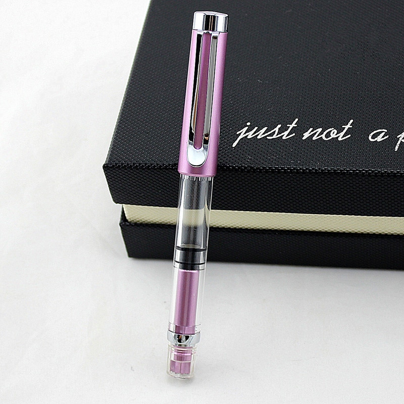 【DATA FROG Global MALL】(NEW)New Resin Transparent Vacuum Fountain Pen Quality EF/F Nib 0.38/0.5mm Ink Gift Pen Business School