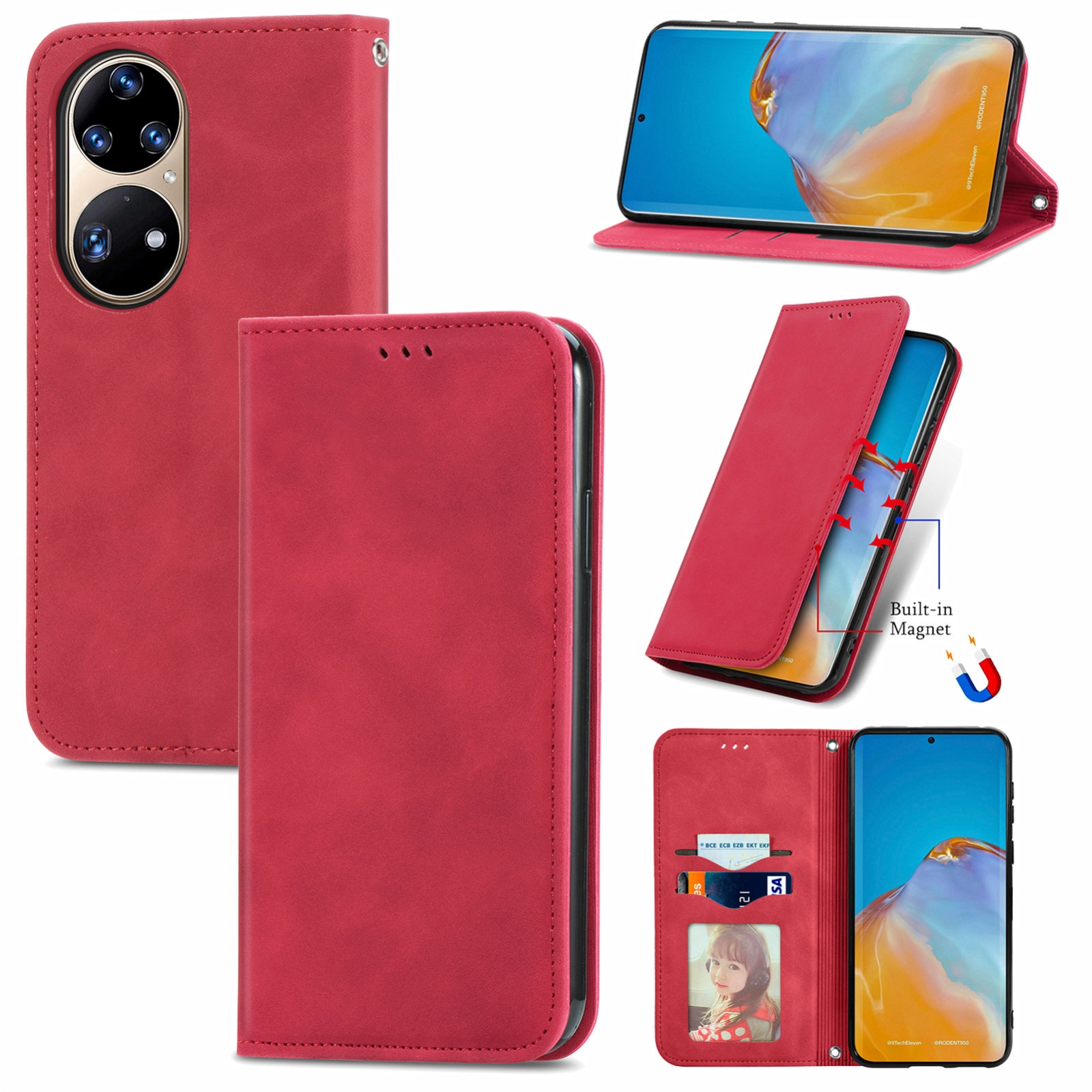 (New) For Huawei P50 Pro Retro Skin Feel Business Magnetic Horizontal Flip Leather Case with Holder & Card Slots & Wallet & Photo Frame