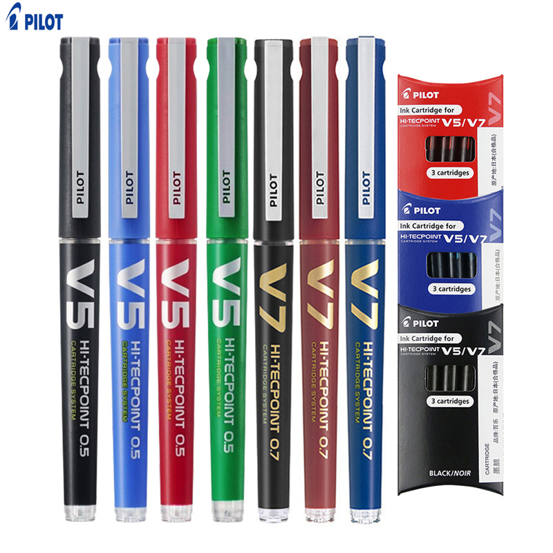Pilot Rollerball Pens, BXC V5 V7 Hi-Tecpoint Refillable Cartridge System Liquid Ink 0.5mm 0.7mm Tip Rolling Ball Gel Pen Amour zii