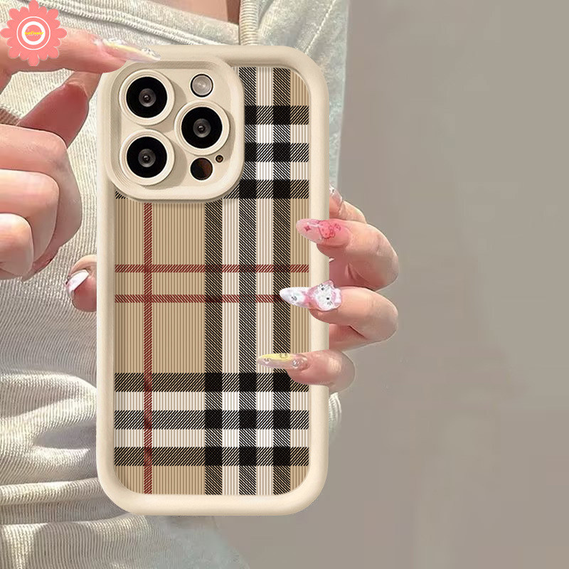 Retro Simple Luxury Grid Pattern Case for Redmi 13 10C 13C A1 12C 9C NFC 12 9 10A 9T 9A A2 Note 11 9 12 10 8 11s 10s Pro Max Poco M3 X5 Mi 12 11 Lite Lanyard Angel Eyes Soft Cover. 