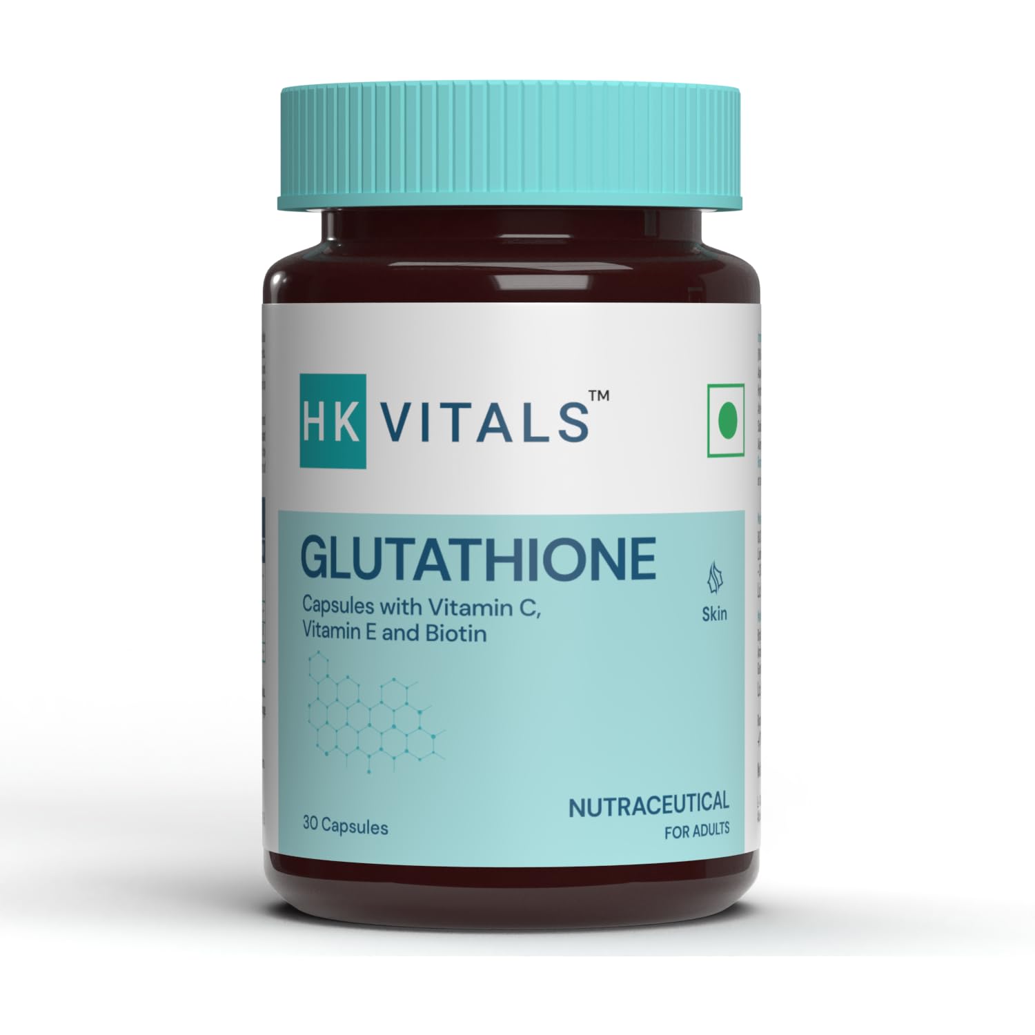 HealthKart HK Vitals Glutathione with Vitamin C & E, Biotin, Grape Seed Extract & Alpha Lipoic Acid, Antioxidant Support, for Skin Glow and Hydration, 30 Veg Capsules