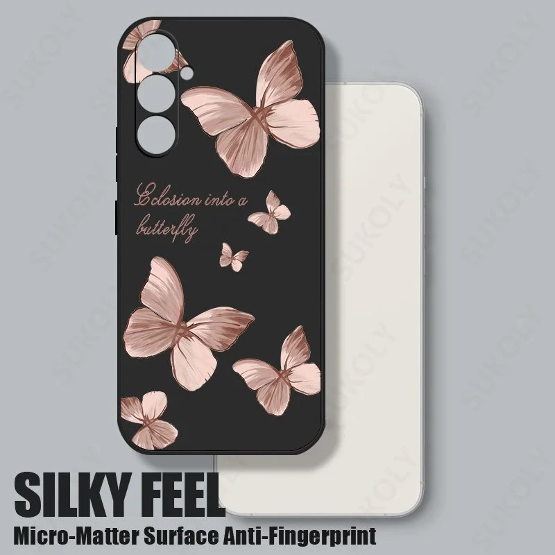 Butterfly Pattern Hand Lanyard Case For Samsung Galaxy S22 S23 S24 Ultra S23 FE A55 A53 A54 A35 A15 5G Soft Silicone Phone Cover. 