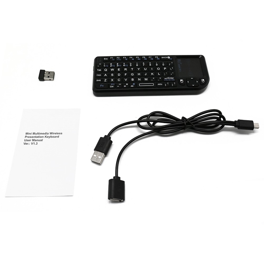Rii X1 2.4GHz Mini Wireless Keyboard English/ES/FR Keyboards with TouchPad for Android TV Box/PC/Laptop. 