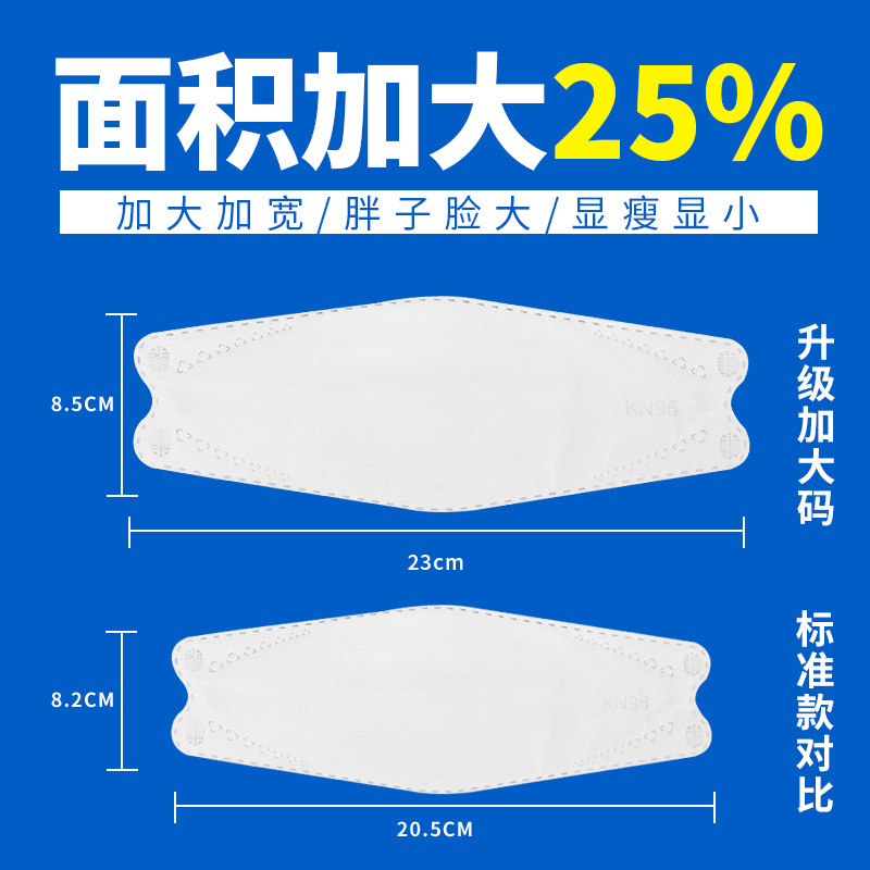 Extra Large KF94 Mask Fish Mouth Fish-Shaped Willow Leaf Large Face Special plus Size 3d Three-Dimensional KN95 Mask. 