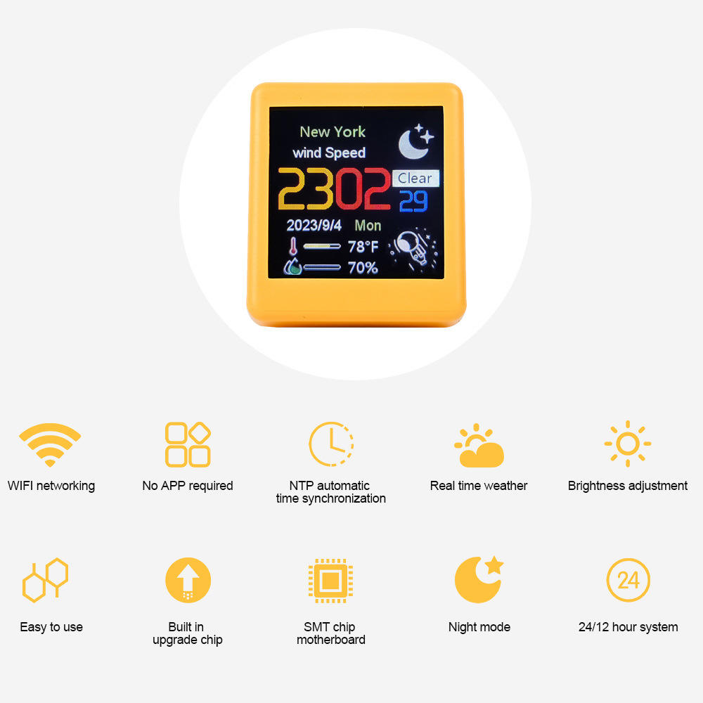 Desktop Decoration. DIY Cute GIF Animations and Electronic Album function MINI Size Smart Weather Station Clock for Gaming. 