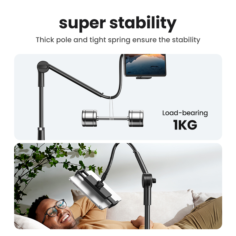UGREEN Phone Tablet Stand iPad Holder for Bed iPad Mount Stand Gooseneck Tablet Stand Holder for Desk Video Re-cording Laying Down Rotating Swivel Swing Arm for iPad Pro iPhone Samsung Tabs Fire, 12.9''. 