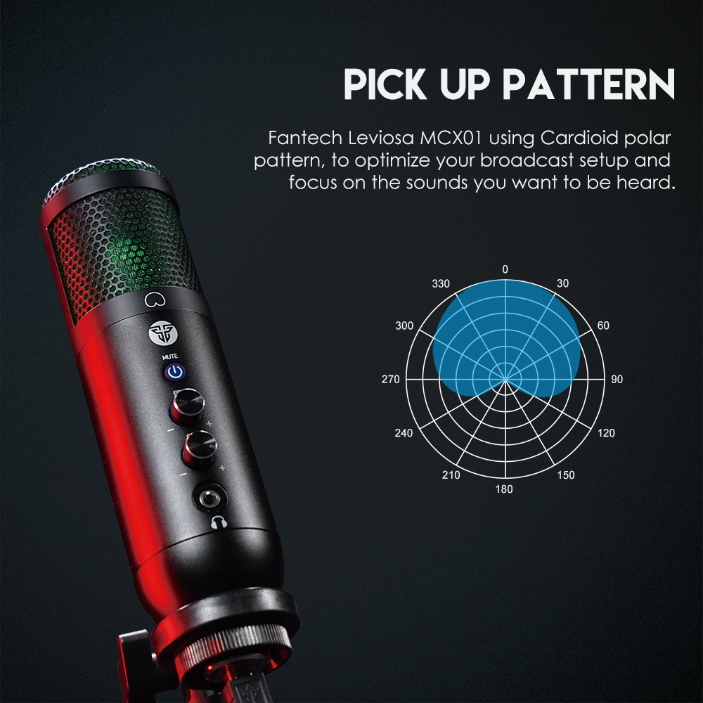 FANTECH MCX01 Leviosa RGB USB Condenser Gaming Microphone. 