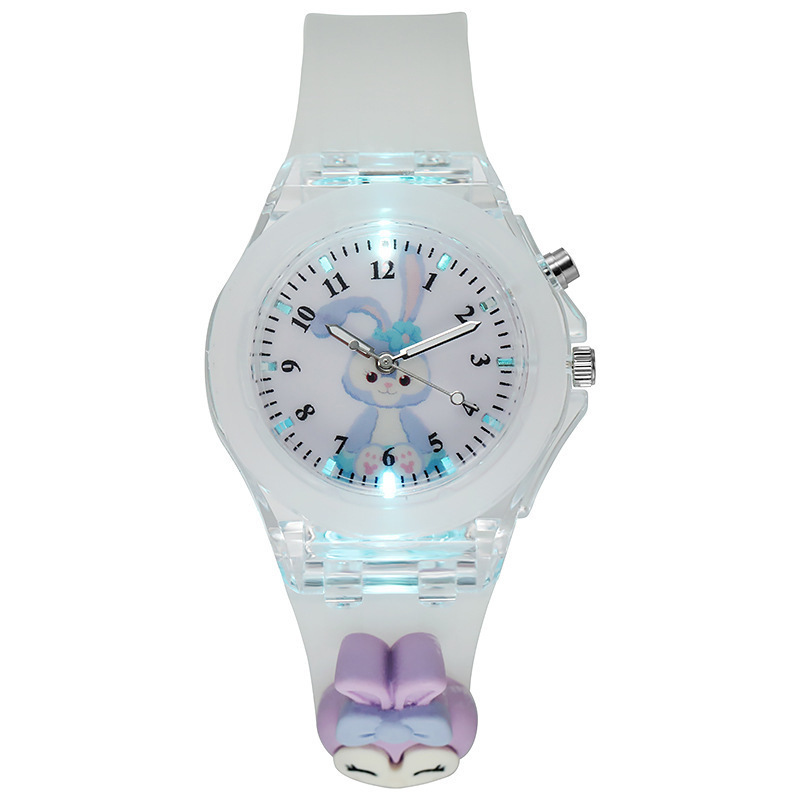 Spot soft jelly color children's doll watch luminous colorful glitter cartoon watch manufacturers wholesale