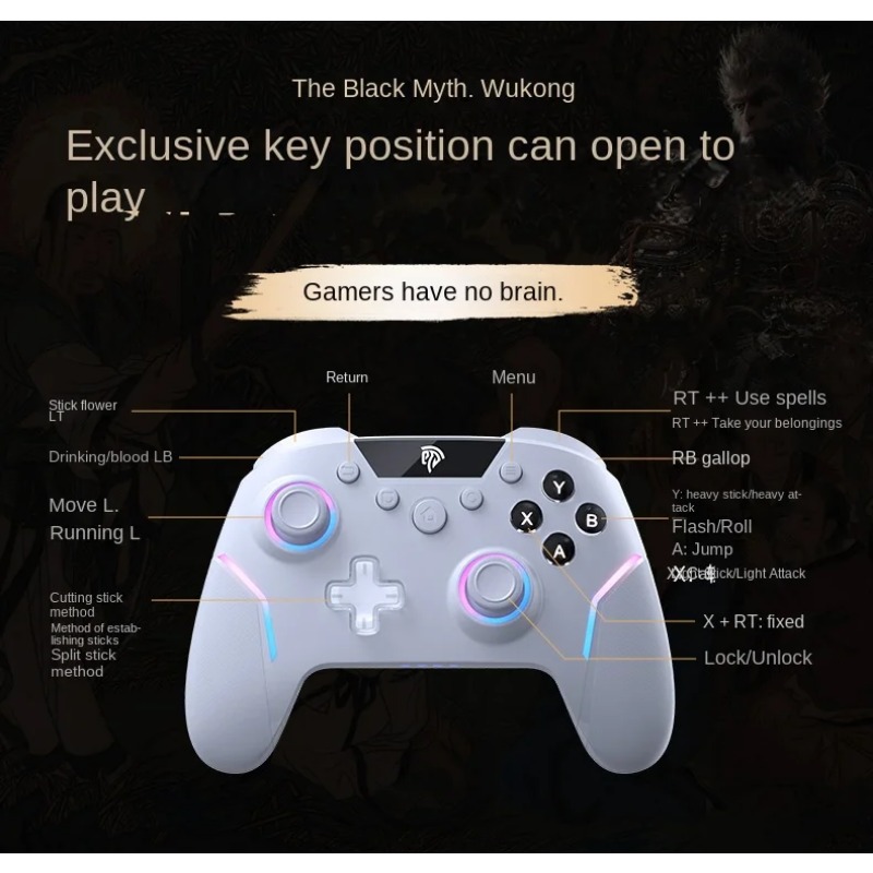 EasySMX X20 Wireless Gamepad Enhanced Controller Compatible with PC/NS/TV/Phone/Laptop Hall Micro Triggers Joystick RGB Effect Wukong. 