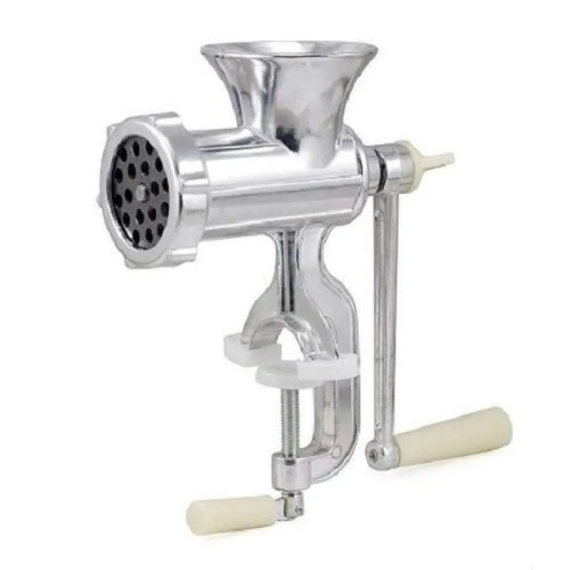 High Quality Multipurpose Manual Meat Grinder for grinding meat, pepper, and vegetables Manual Meat Grinder 10 Sizes Minced Meat Sausage Stuffer Machine Meat Grinder Suction Cup Type with Sausage Stuffer Silver Aluminium Alloy for Minced Meat. 