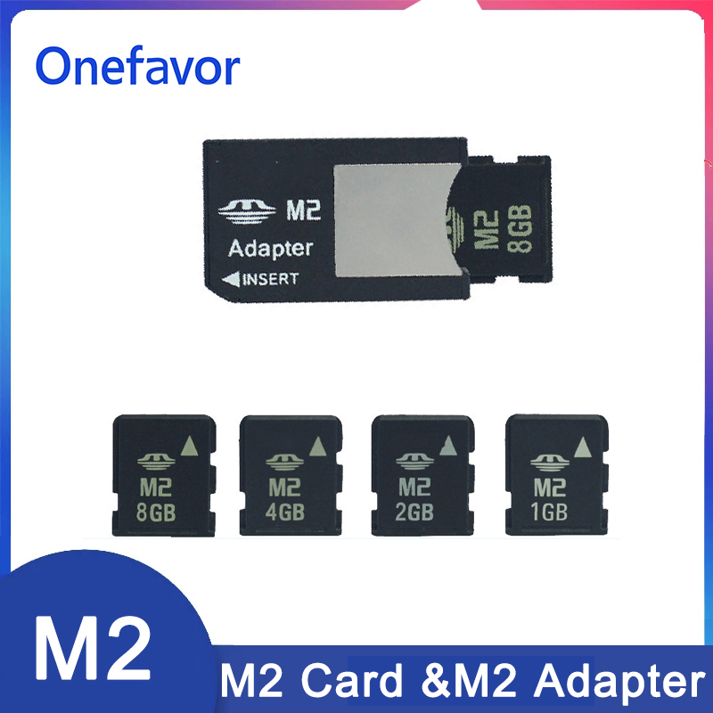 M2 Card with Adapter Memory Stick 512MB 1GB 2GB 4GB 8GB Micro into Memory Stick Pro Duo MS PRO DUO