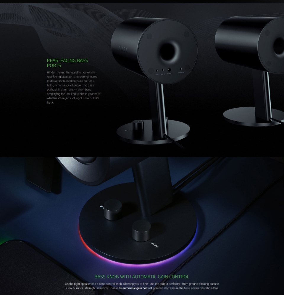RAZER Nommo Chroma 2.0 PC Speakers with Full Range Sound 3.5MM and USB Audio Connection Chroma RGB Computer Speakers. 
