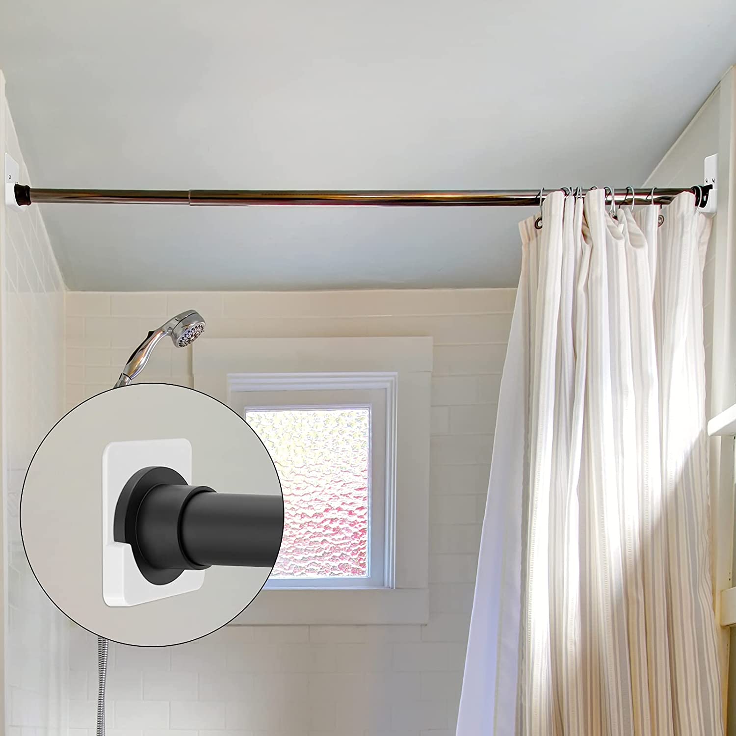 Rod Mount Holder for Wall-4 x Fixed frame-White. 