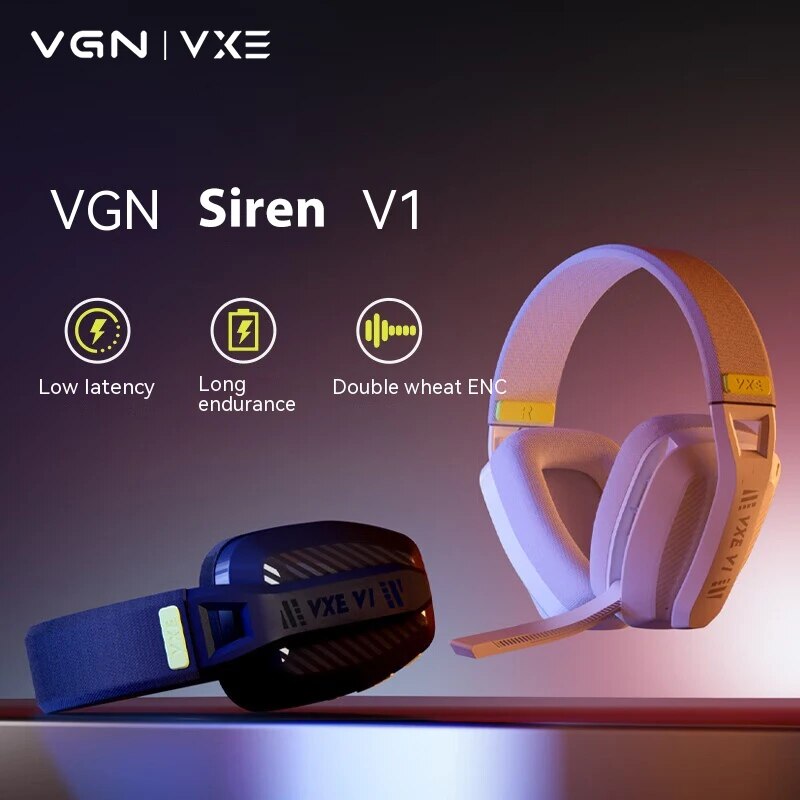 VGN VXE Siren V1 Wireless Headset Two Mode Bluetooth 5.3 2.4G FPS Gaming Headset Earphone Low Latency 200g Light Weight Pc Gamer. 