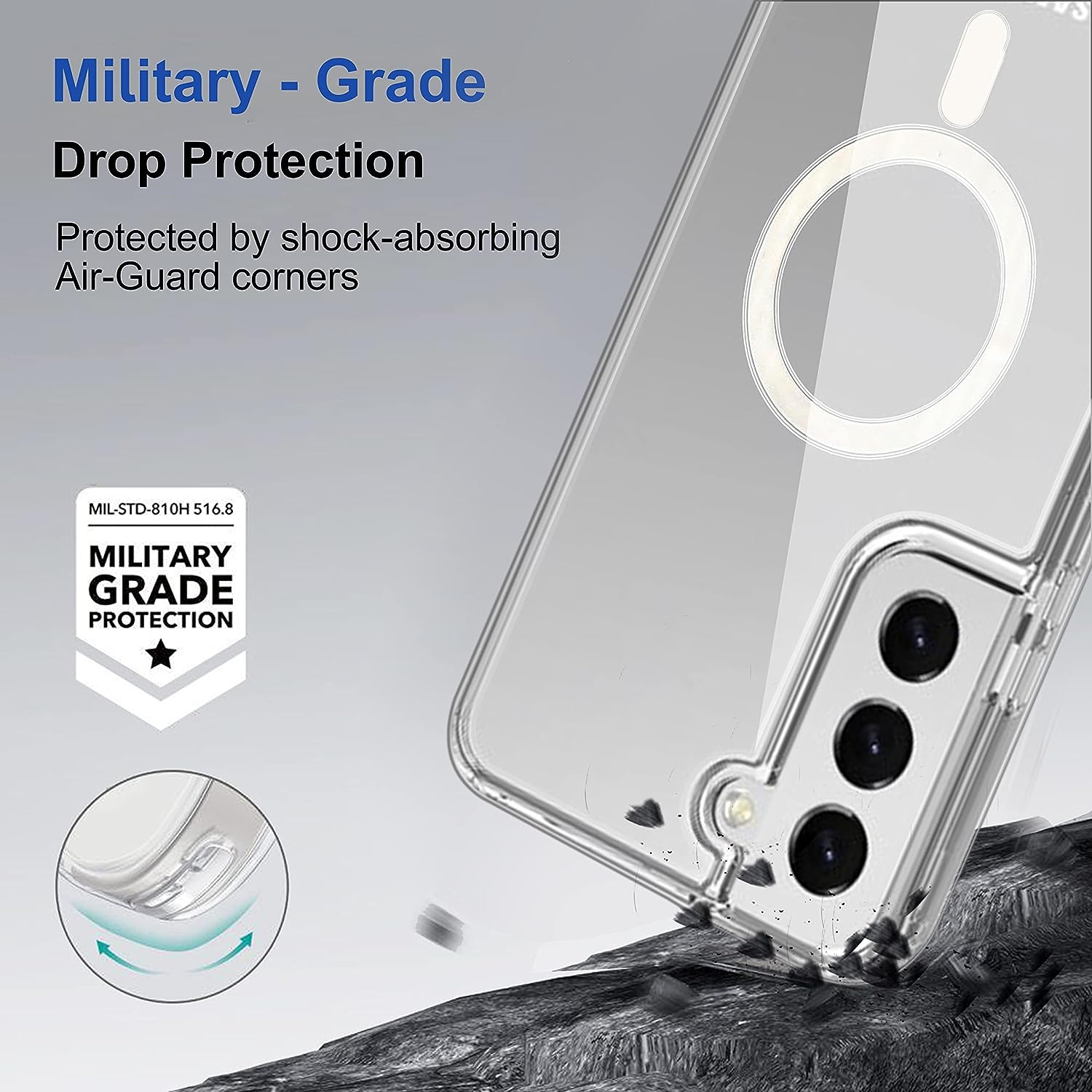 For Samsung Galaxy S21 5G MagSafe Compatible Shockproof Transparent Slim Fit Wireless Charging supported Frosted Border Phone Back Case Mobile Cover-E_Store. 