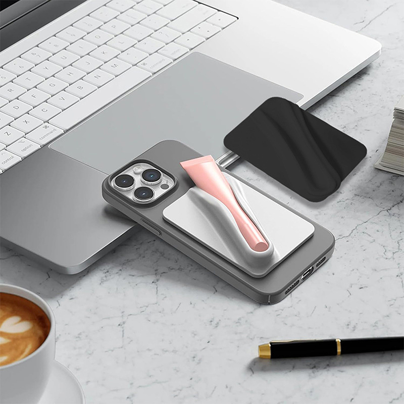 Lipstick Adhesive Phone Back Stick Holder Fits For Viral Rhode Lip Tint Make-Up Silicone Phone Case For IPhone 15 14 13 12 Tetuo. 
