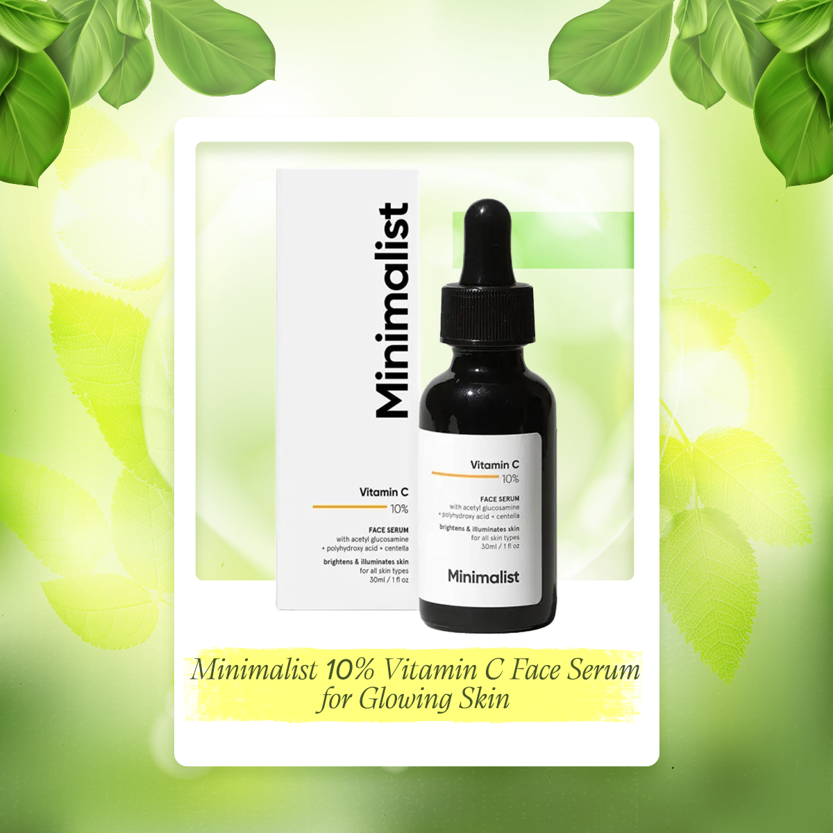 Minimalist 10% Vitamin C Face Serum for Glowing Skin (Beginner Friendly Potent Vitamin C Formula). 