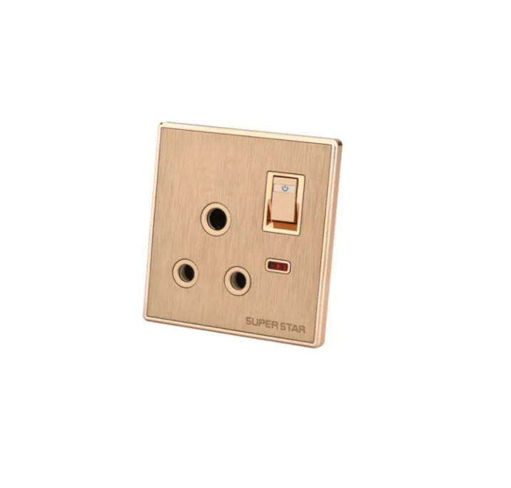 Super Star Glamour 15A 3 Pin Round AC Socket with Switch Three 3Pin A/C Electrical. 