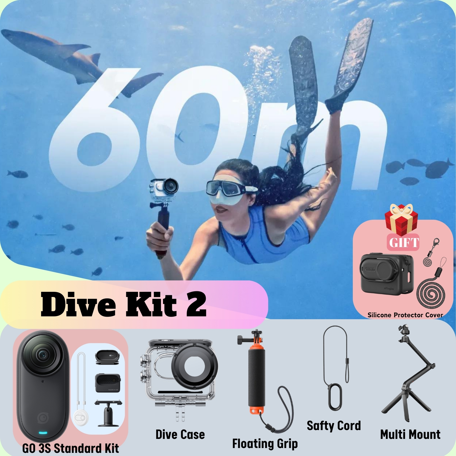 Insta360 GO 3S Tiny 4K Action Camera Black White 39g 64G 128G 1270mAh Battery Action Pod AI Editing Waterproof FlowState GO3S. 