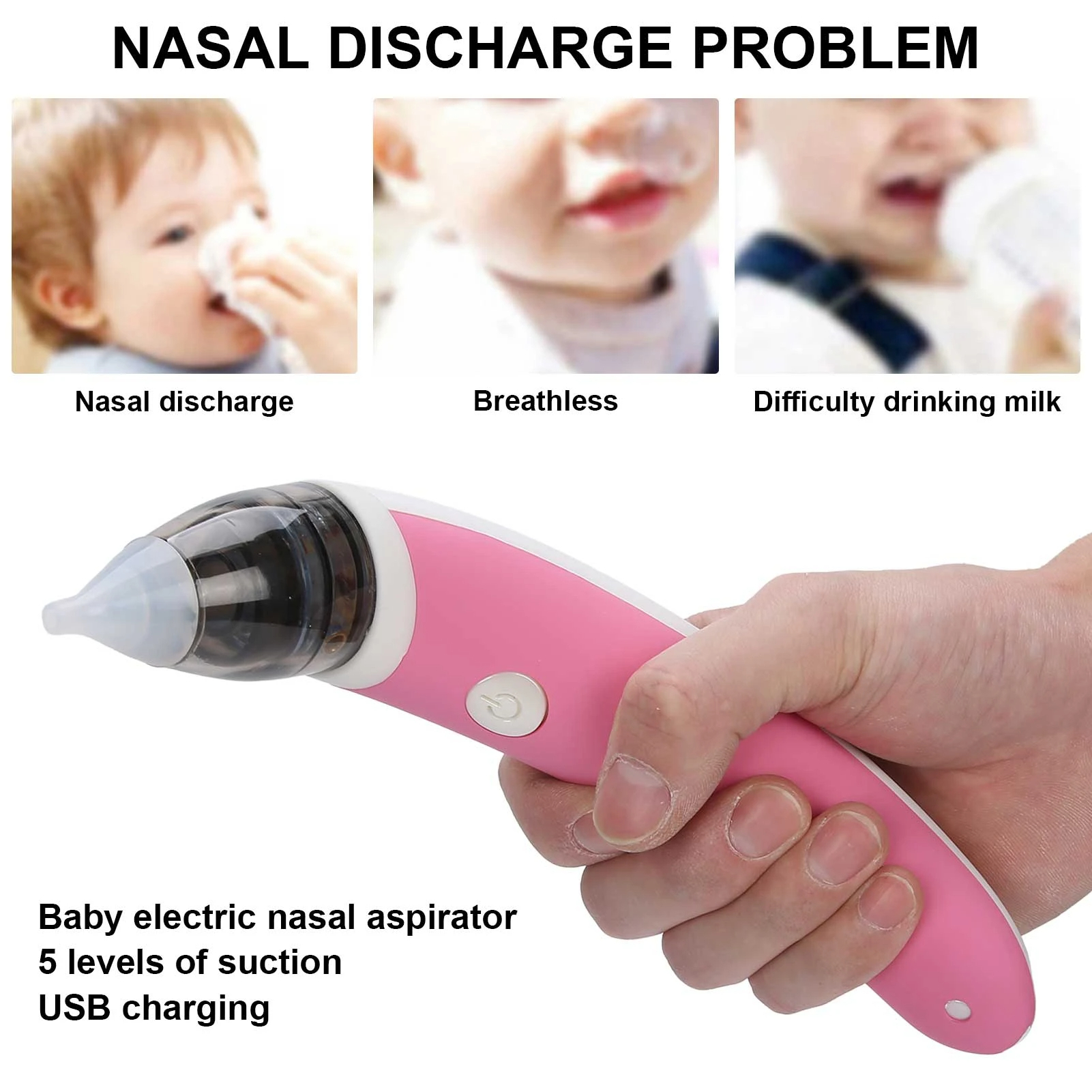 Multi Function Baby Electric Nose Cleaner Low Noise Design Nasal Aspirator with 5 Gears Alpha Bridge. 