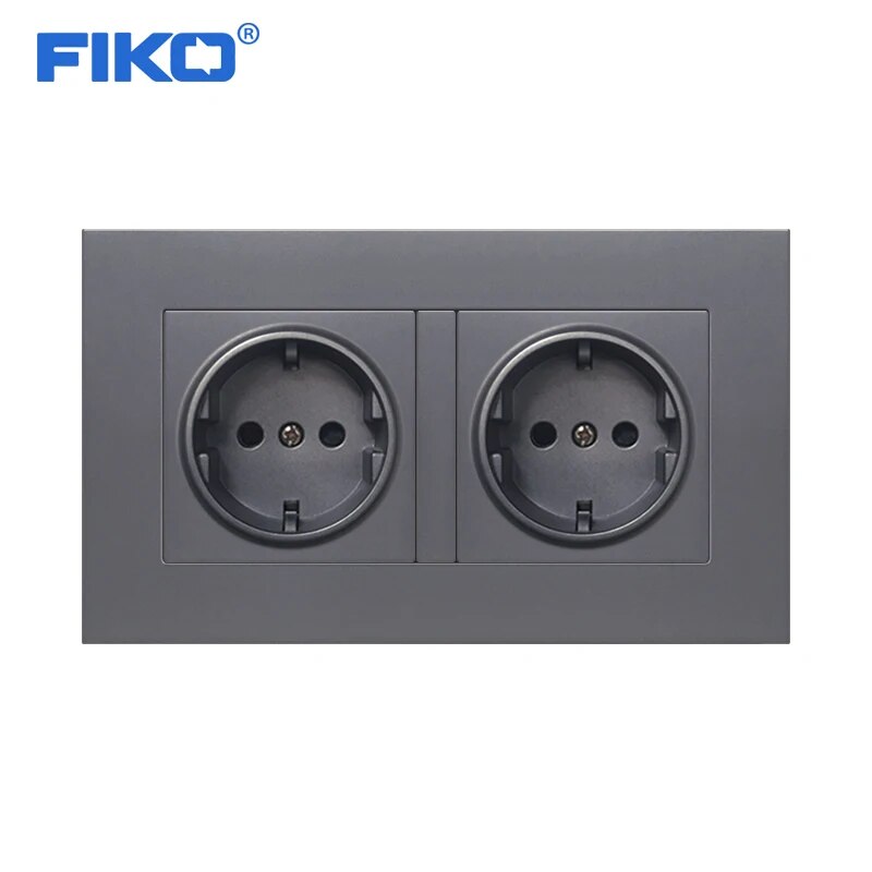 【YIYANGMAOYI111】2 Gang Russia EU Wall Socket With 2 USB Charge Hidden Soft LED Indicator PC Panel Black White Grey. 