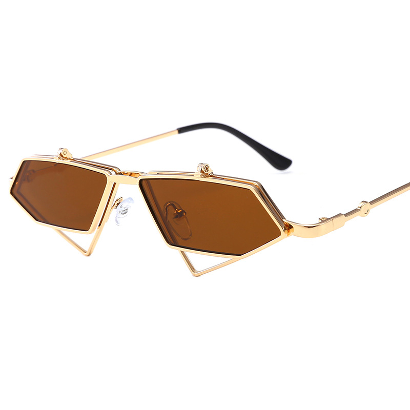 Popular Net Red TikTok Sunglasses Retro Women's Personal Korean Style Triangle Clamshell Sunglasses round Face New Male Glasses. 