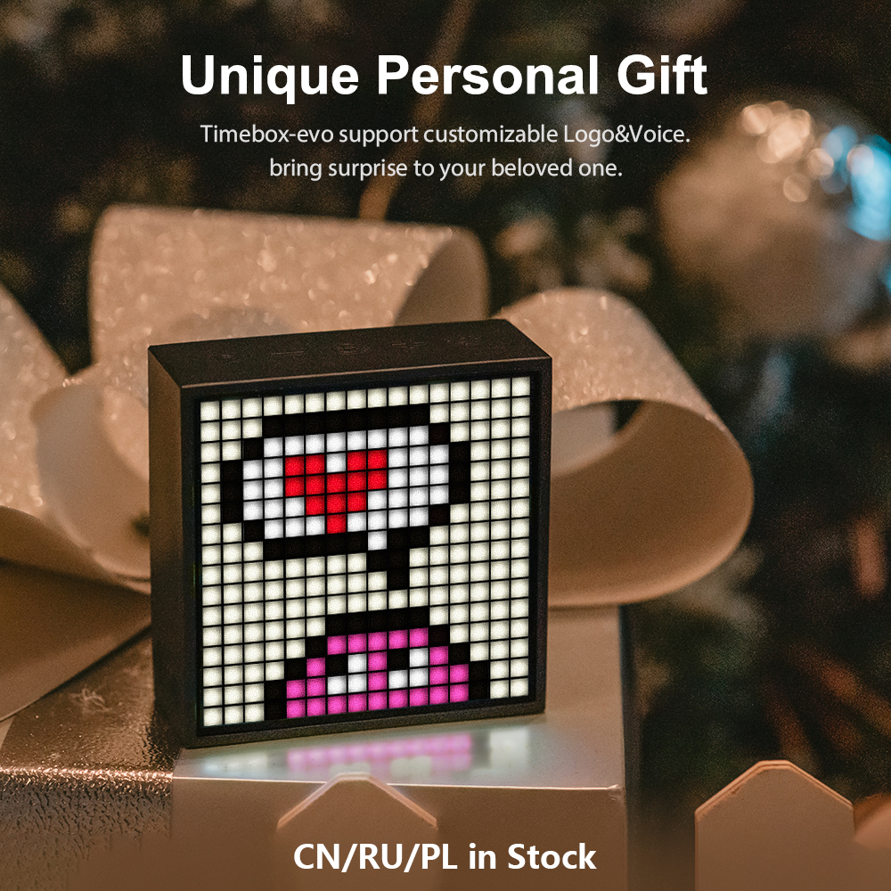Divoom Timebox Evo Bluetooth Portable Speaker with Clock Alarm Programmable LED Display for Pixel Art Creation Unique Gift. 