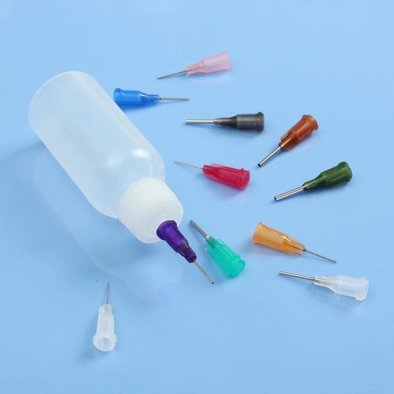 30ml/50ml Transparent Polyethylene Needle Dispenser Dispensing Bottle for Rosin Solder Flux Paste + 11 Needles Tools Vnce Lncei. 