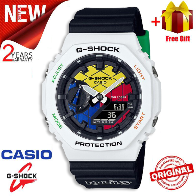 New (Ready tock) G-hock GA2100 Men Watch port Watch Dual Time Diplay Water Reitant hockproof and Waterproof World Time LED Men' Boy port Writ Watche with 2 Year Warranty GAE-2100RC-1A