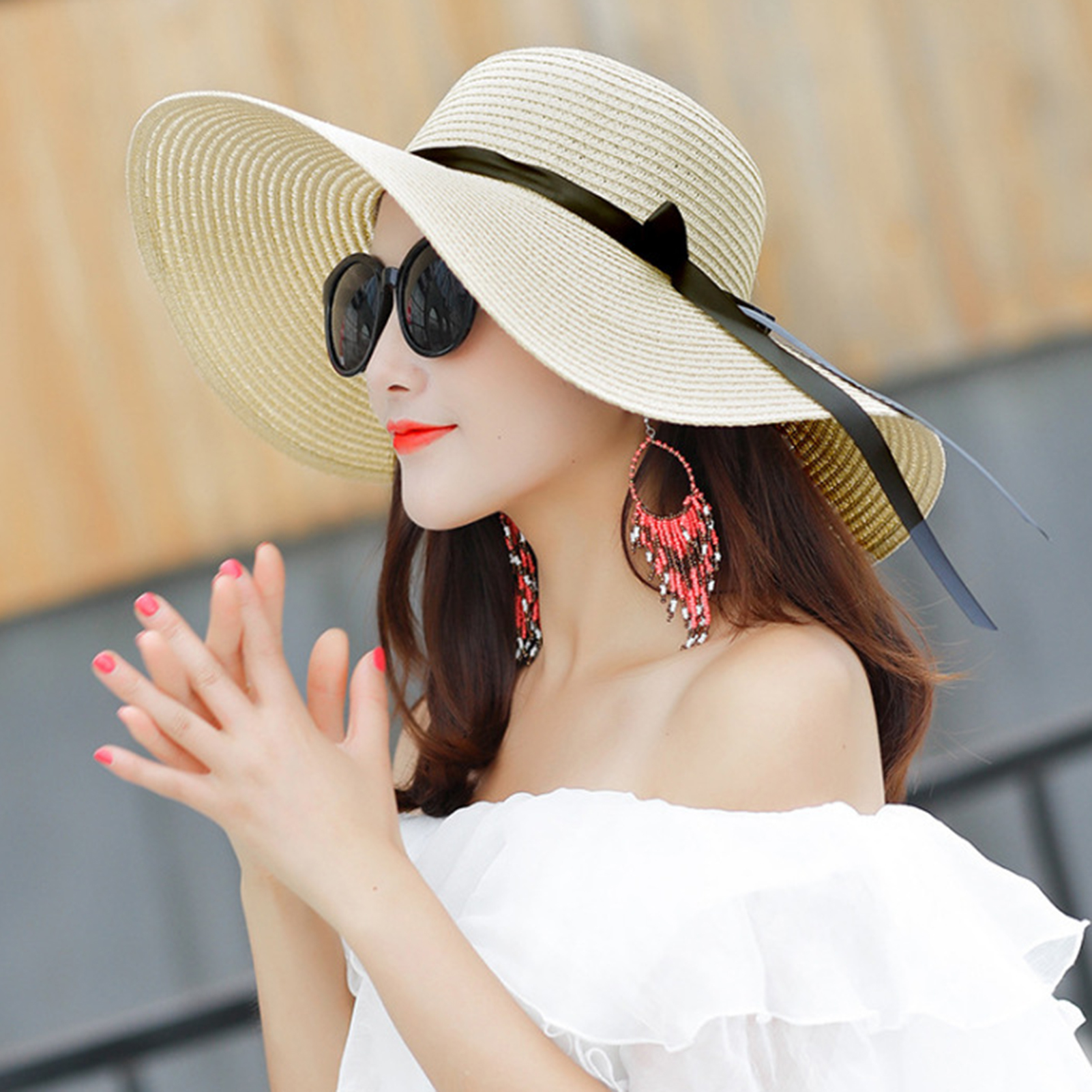 Straw Hat Solid Color Breathable Beach Hat