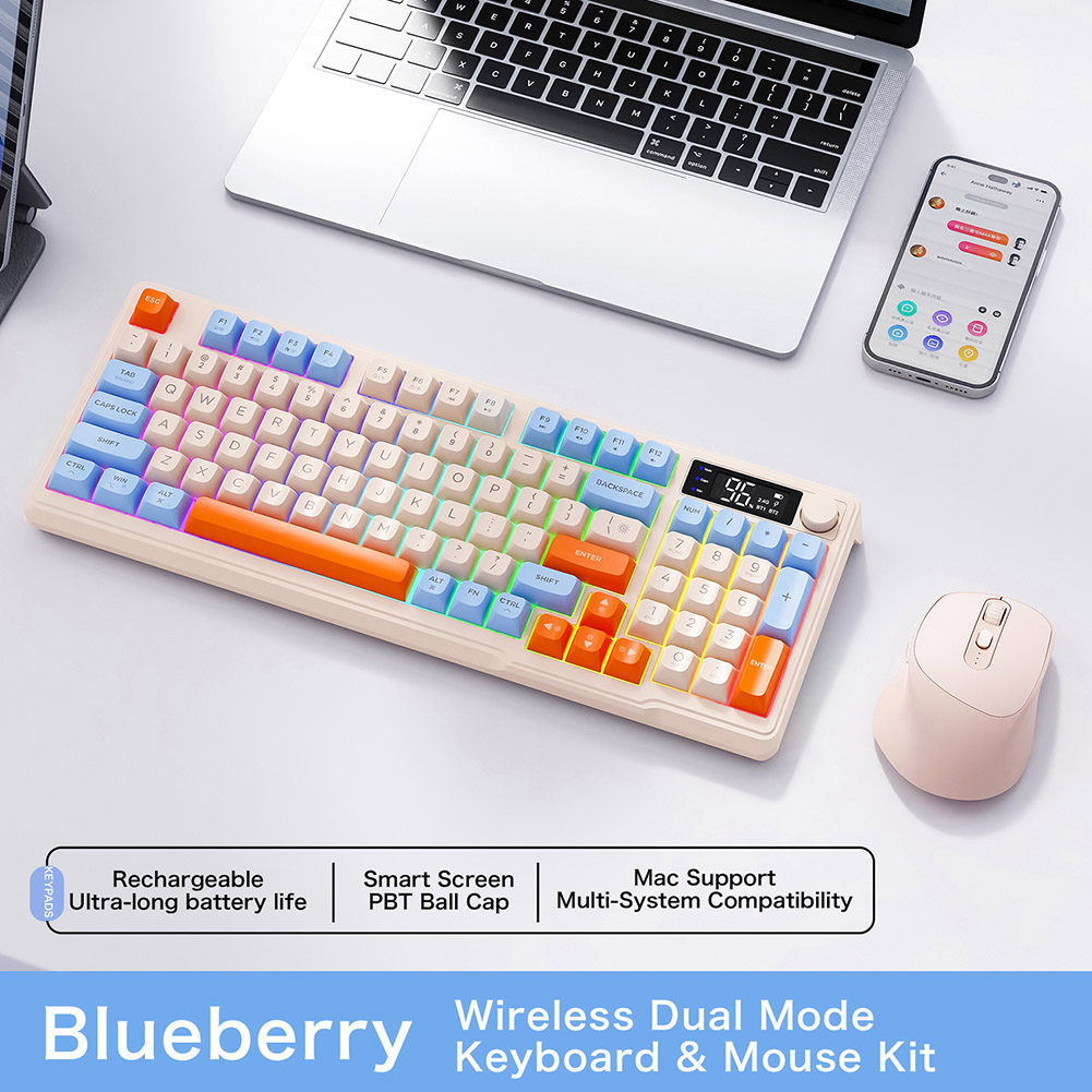 M96 Wireless Mechanical Keyboard Dual Mode 2.4G BT5.0 Receiver Hot Swappable Keyboard 94 Keys RGB Backlit Keyboard for PC Gamer. 