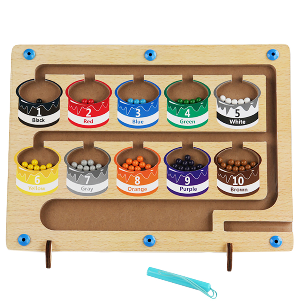 Magnetic Color Number Maze Wooden Color Matching Counting Puzzle Board Concentration Training Educational Toys. 