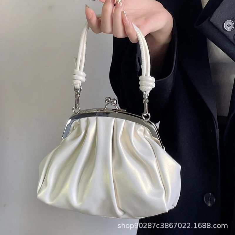 Dinner bag, cloud tote, cross-border pleated clip bag, premium chain bag, new casual fashion crossbody bag