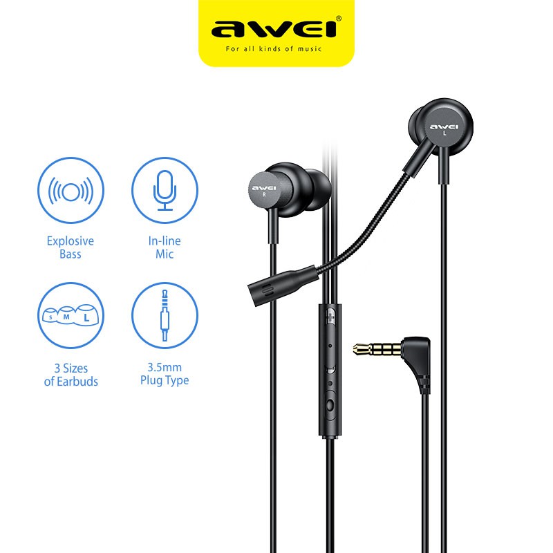 AWEI ES-180i In-ear Gaming Earphones 3 