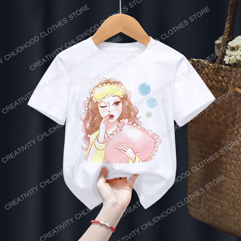 2022 Belle Children T-Shirt Disney Princess Anime T Shirt Clothes Cartoons Fairy Tales Kawaii Casual Top Kid Boy Girl Tee Shirts. 