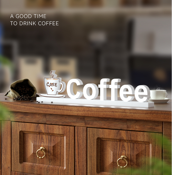 Coffee shop desktop creative slogan, LED charging billboard, can be moved,. 