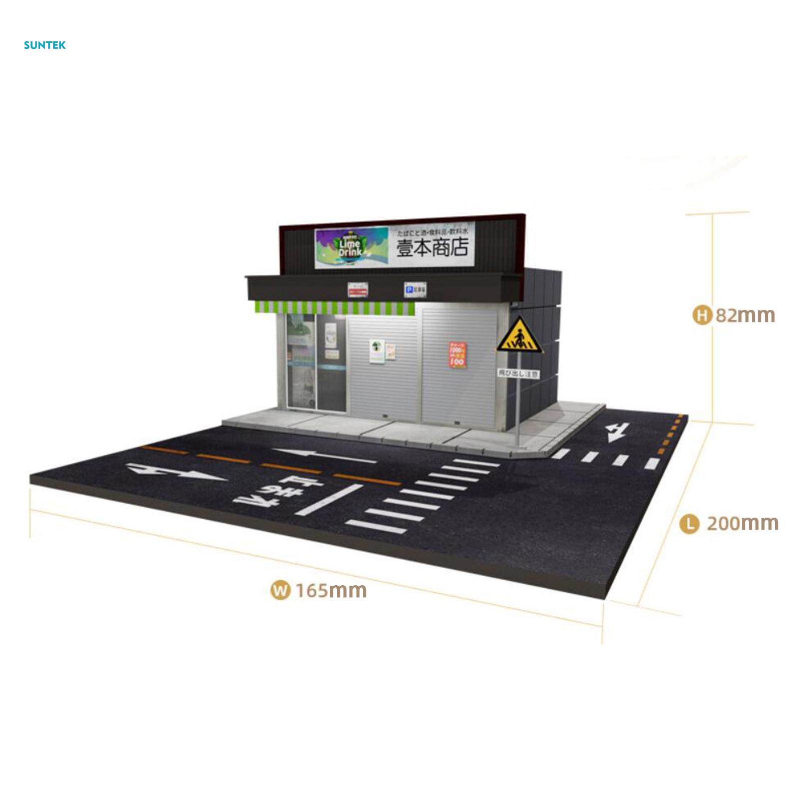 1/64 Scene Street Backdrop Background Collection Scenery Decoration Street Corner Shops for Scale Figures Dolls Character Layout Diorama. 