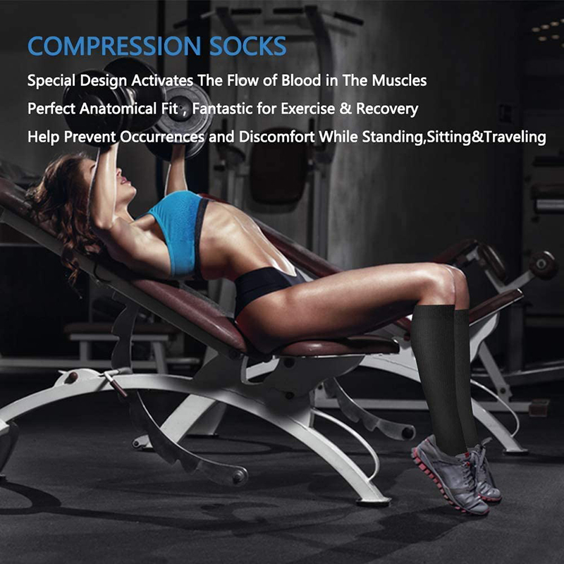 【QNTR】 Copper Compression Socks for Men & Women 20-30 mmHg Medical Graduated Compression Stockings for Sports Running Plantar Fasciitis Nurses Shin Splints Diabetic. 