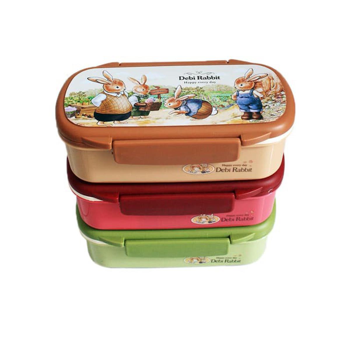 Debi Rabbit Happy Every Day Double Layer Tiffin Lunch Box: Make Lunchtime Fun For Your Kids With This Adorable Double-Layer Tiffin Lunch Box