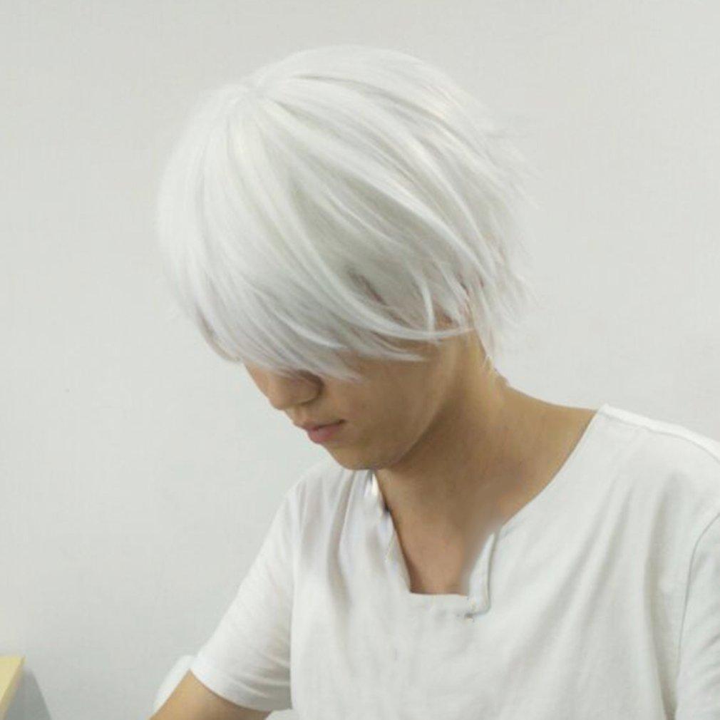 【Serendipity party】Male White Wig for Cosplaying  Characters Straight Short Synthetic Wigs. 