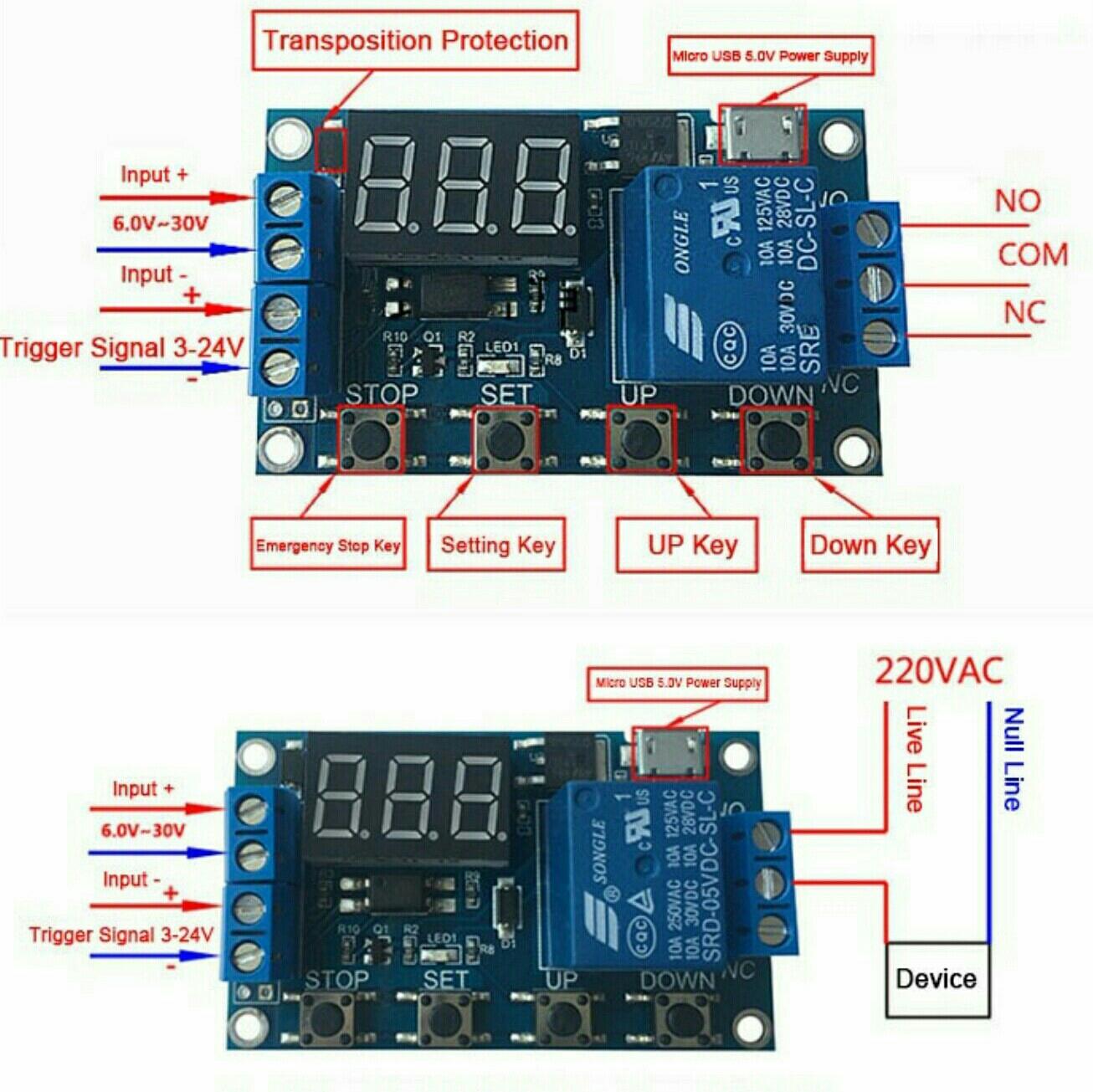 XY-J02 WS16 DC 6-30V 5V LED ডিসপ্লে অটোমেশন Cycle Loop Trigger Timer. 
