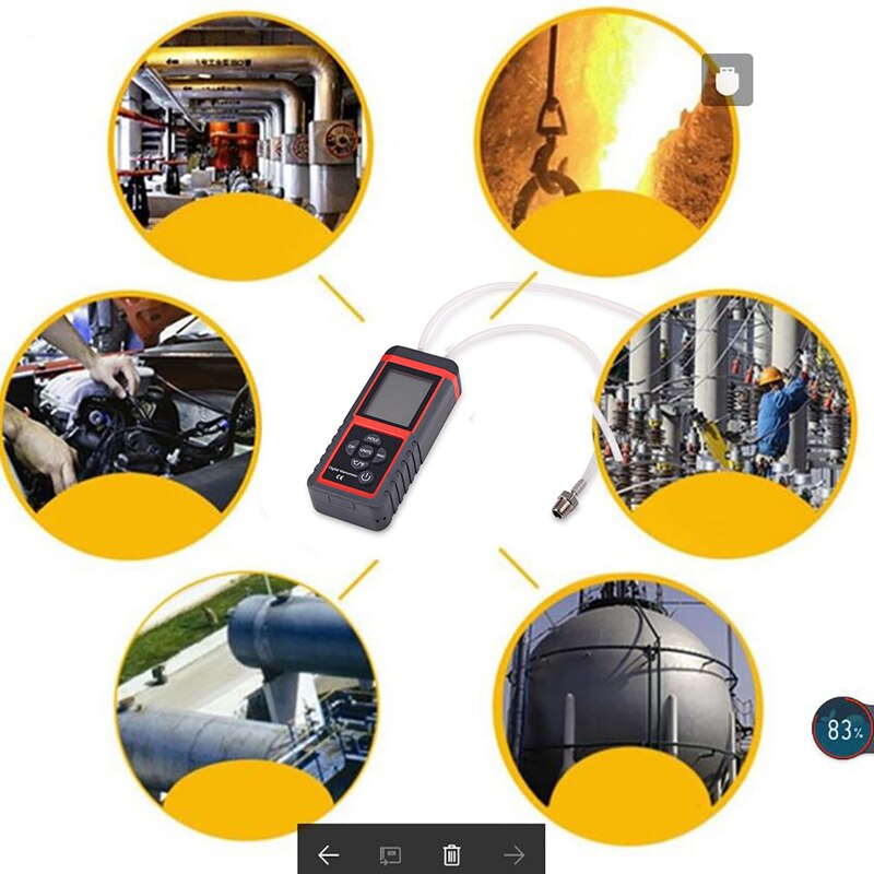 Professional Manometer Handle Differential Air Pressure Gauge Gas Pressure Measurement Digital Pressure Sensor Instrument 12Unit. 