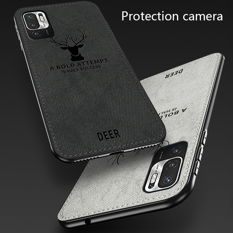 Biruiqu For Redmi Note 10 5G Hybrid Soft TPU Deer Pattern Leather Shockproof Case Cover. 