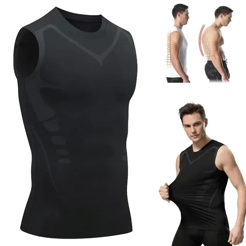 GFOUK MENIONIC Tourmaline Posture Corrector Vest Ionic Shaping Sleeveless Shirt Ionic Shaping Vest for Men Shaping Vest. 