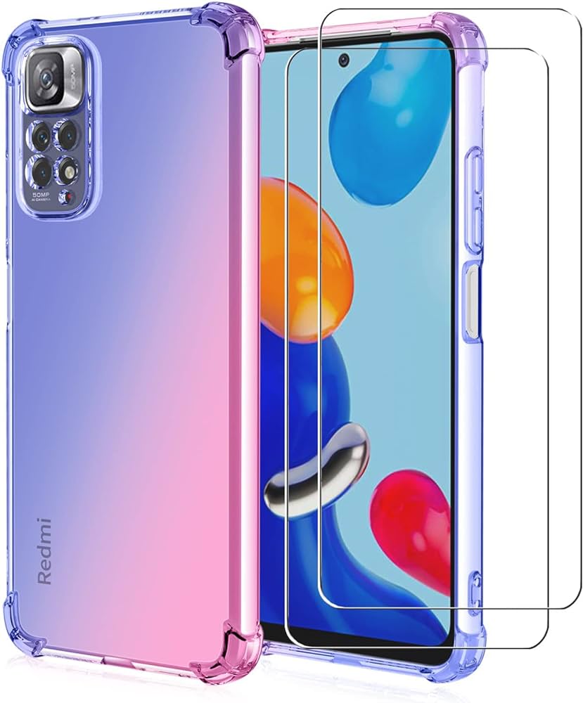 KANSi Cover per Xiaomi POCO M4 PRO 5G / Redmi Note 11S 5G (6.6), Vetro Temperato [2 Pack] Custodie Silicone TPU 360° Rotante Anello Magnetica Anello Ring Supporto Bumper - Rosso