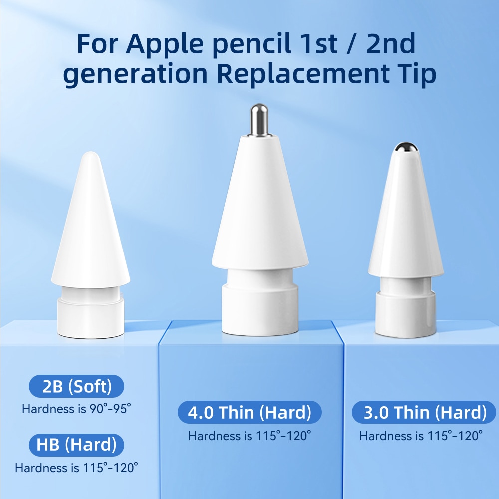 For Apple Pencil Tips For Apple Pencil 1st 2nd Generation Soft Hard Double-Layered Replacement Nib 2H 2B 3.0 4.0 iPad Stylus Nib. 