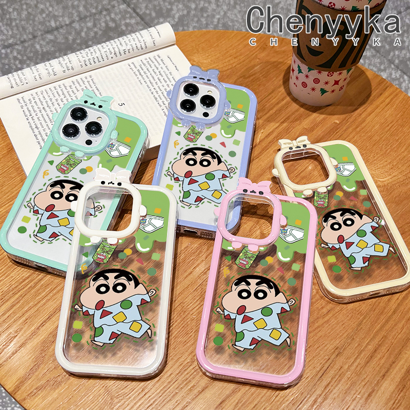 Chenyyka For VIVO V23 5G S12 5G V23i 5G Case Cartoon Crayon Shin-chan New Design Shockproof Clear Phone Cases Monster Camera Lens Protective Cover Soft Silicone Transparent Case. 
