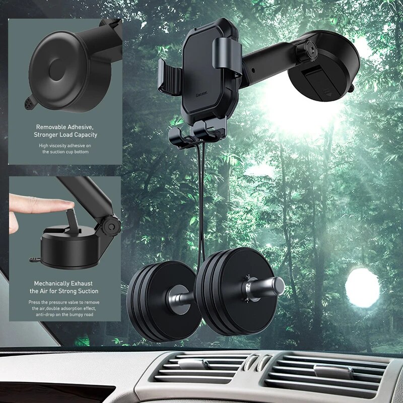Baseus Gravity Car Phone Holder Adjustable Auto Support With Suction Base for iPhone Xiaomi Mobilephone Car Phone Mount Stand. 